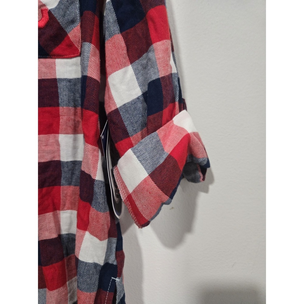 New Ladies Cleveland Guardians Plaid Long Sleeve Button Up Shirt Size Medium - Picture 2 of 7